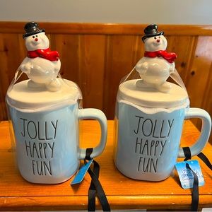 Rae Dunn Frosty ☃️ the Snowman Mug Set with Toppers